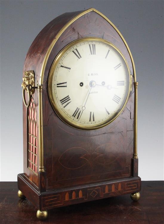 G. Miles of London. A Regency  bracket clock with wall bracket